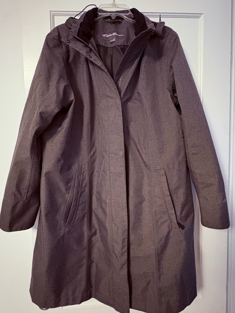 Eddie Bauer Women's Charcoal Hooded Trench Coat